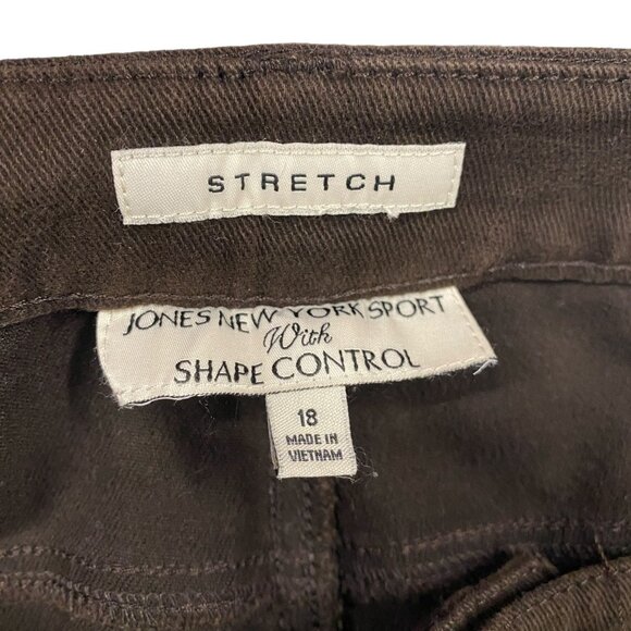 Shape Control Jeans Brown 18 Stretch Straight NWT Jones New York Normcore Casual - Picture 8 of 13